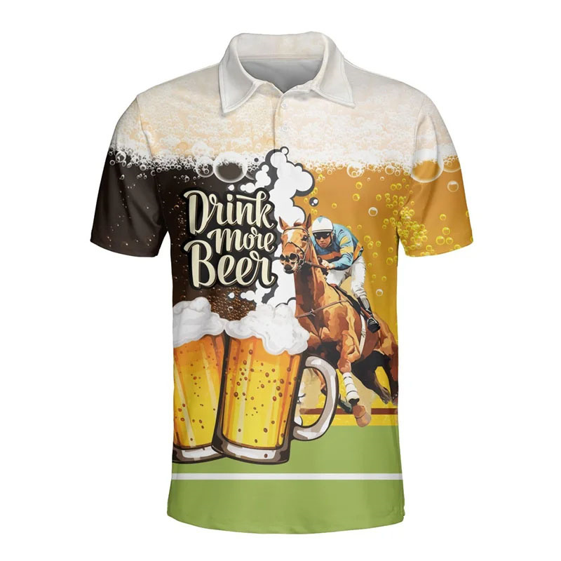 Polo Shirt Equestrian - Polo de cerveza hawaiana con estampado